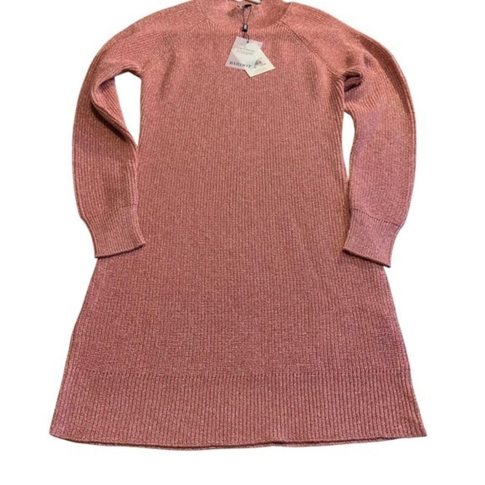 Bardot Crochet Pink Long Sleeve Sweater Dress Adeline Knit Mock Neck Coquette